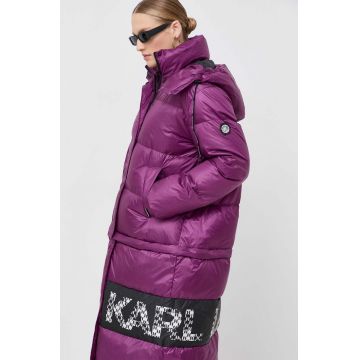 Karl Lagerfeld geaca de puf femei, culoarea violet, de iarna