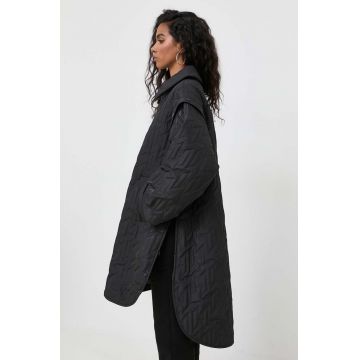 Karl Lagerfeld geaca femei, culoarea negru, de tranzitie, oversize