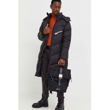 Karl Lagerfeld Jeans geaca barbati, culoarea negru, de iarna