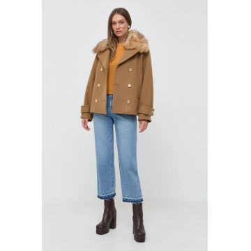 MICHAEL Michael Kors geaca de lana culoarea maro, de tranzitie