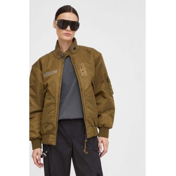 G-Star Raw geaca bomber femei, culoarea verde, de tranzitie