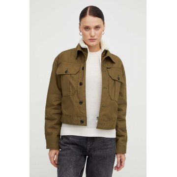 G-Star Raw geaca femei, culoarea verde, de tranzitie