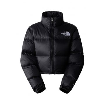 Geaca crop cu guler inalt - Negru