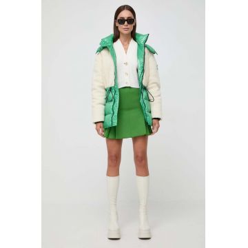 Karl Lagerfeld geaca de puf femei, culoarea verde, de iarna