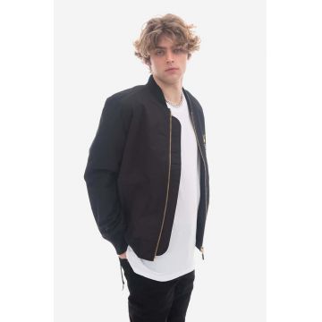 KSUBI geacă bomber barbati, culoarea negru, de tranzitie MRHC22JK01-black