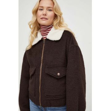 Levi's geaca din amestec de lana culoarea maro, de tranzitie, oversize