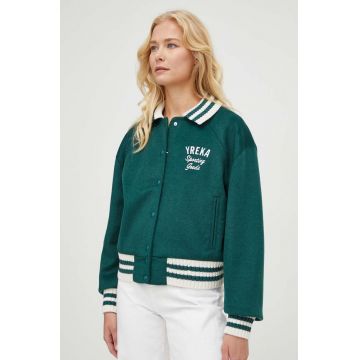 Levi's jacheta bomber din amestec de lana culoarea verde, de tranzitie