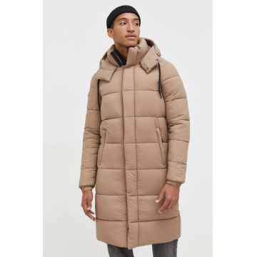 Superdry geaca barbati, culoarea bej, de iarna