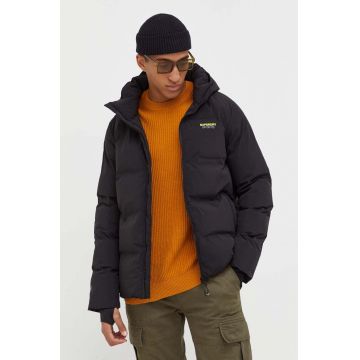 Superdry geaca barbati, culoarea negru, de iarna