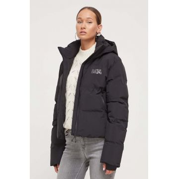 Superdry geaca femei, culoarea negru, de iarna