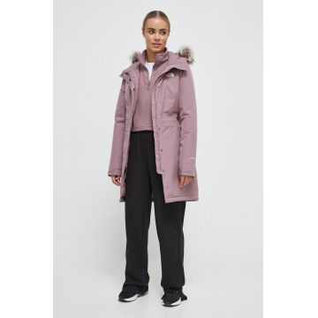 The North Face geaca femei, culoarea violet, de tranzitie