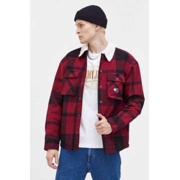 Tommy Jeans geaca barbati, culoarea bordo, de tranzitie