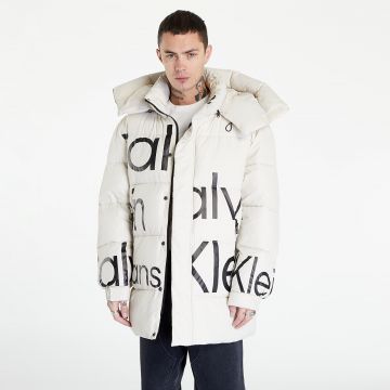 Calvin Klein Jeans Bold Disrupted Logo Jacket Beige