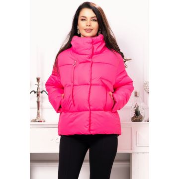 Geaca dama ciclame matlsata oversize cu guler maxi