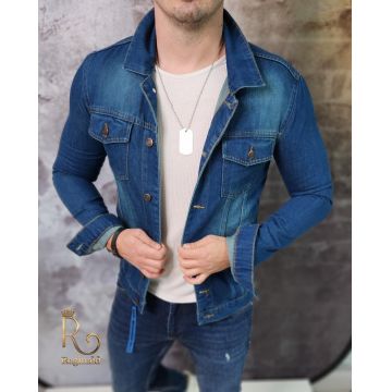 Geaca de blug pentru bărbați, Slim Fit, Albastra - GB179