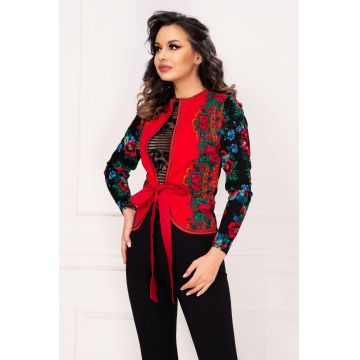 Jacheta Venezia traditionala cu print floral folcloric multicolor