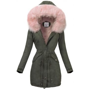 JACKETA PARKA KAKI CU BLANA ROZ HANNE