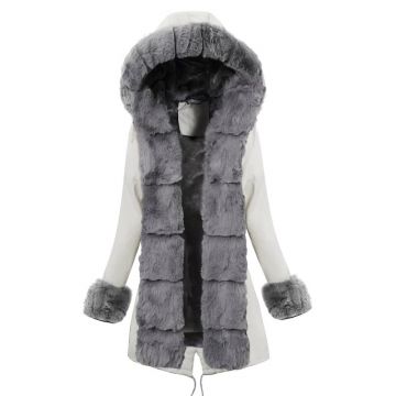 PARKA ELORA bej cu blana gri