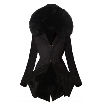 PARKA MARJORY neagră cu blană neagră