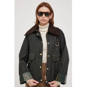 Barbour geaca femei, culoarea verde, de tranzitie