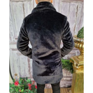 Cojoc lung de barbati, imblanit, blana neagra - GC650