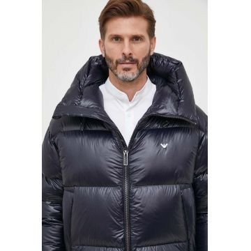 Emporio Armani geaca de puf barbati, culoarea albastru marin, de iarna