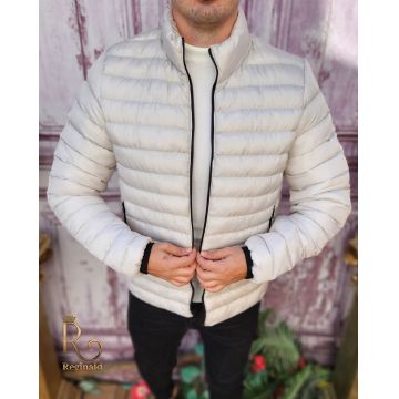 Geaca de bărbați, Slim Fit, din fâș umpluta cu vatelina, Gri deschis - GC743