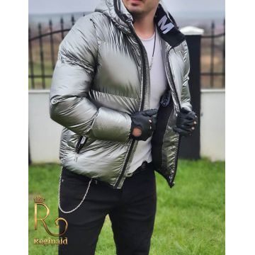 Geaca de barbati, groasa, argintie, slim fit - GC460