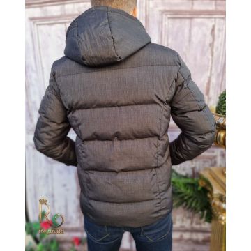 Geaca de iarna barbateasca cu gluga, croiala slim-fit - GC627