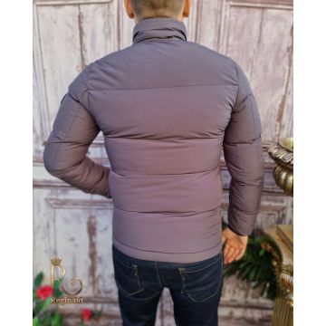 Geaca de iarna barbateasca gri, croiala slim-fit - GC629