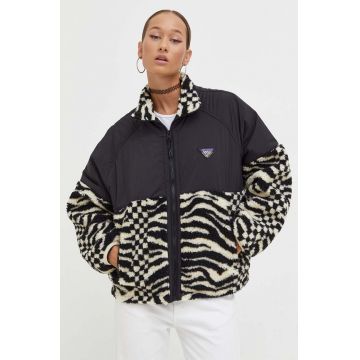 Rip Curl geaca femei, culoarea negru, de tranzitie, oversize