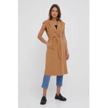 Sisley vesta femei, culoarea bej, de tranzitie