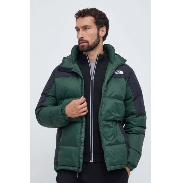 The North Face geaca de puf barbati, culoarea verde, de iarna