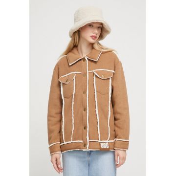 UGG geaca femei, culoarea maro, de tranzitie
