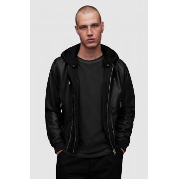 AllSaints geaca bomber ML013Z VALK BOMBER barbati, culoarea negru, de tranzitie