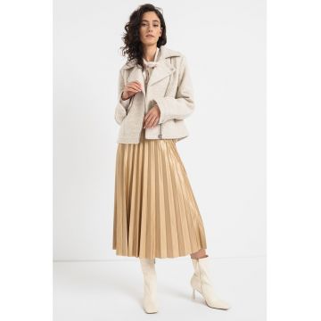 Jacheta biker din amestec de lana cu model boucle