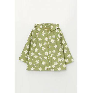 Jacheta cu gluga - model floral si buzuare aplicate