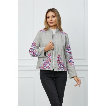Jacheta Ilona gri cu broderie Jacheta Ilona gri cu broderie
