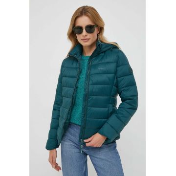 Pepe Jeans geaca femei, culoarea verde, de tranzitie