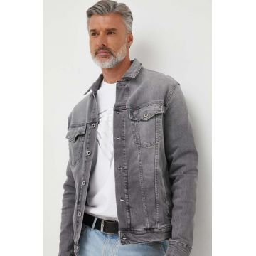 Pepe Jeans geaca jeans Pinners barbati, culoarea gri, de tranzitie