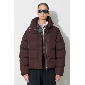 adidas Originals geacă Vegan Puffer femei, culoarea maro, de iarnă IJ8235