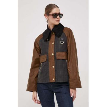 Barbour geaca femei, culoarea maro, de tranzitie