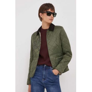 Barbour geaca femei, culoarea verde, de tranzitie