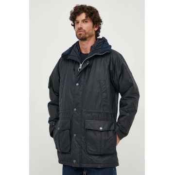 Barbour parka din bumbac culoarea albastru marin, de tranzitie