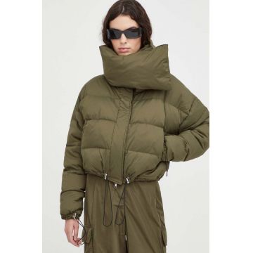 Herskind geaca femei, culoarea verde, de iarna, oversize