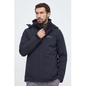 Jack Wolfskin jacheta de exterior Bergland 2in1 culoarea negru