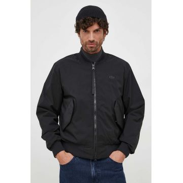 Lacoste geaca bomber barbati, culoarea negru, de tranzitie