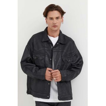 Levi's jacheta de bumbac culoarea negru, de tranzitie, oversize