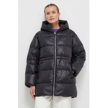 Puma geaca de puf femei, culoarea negru, de tranzitie