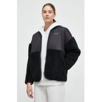 Puma geaca femei, culoarea negru, de tranzitie, oversize